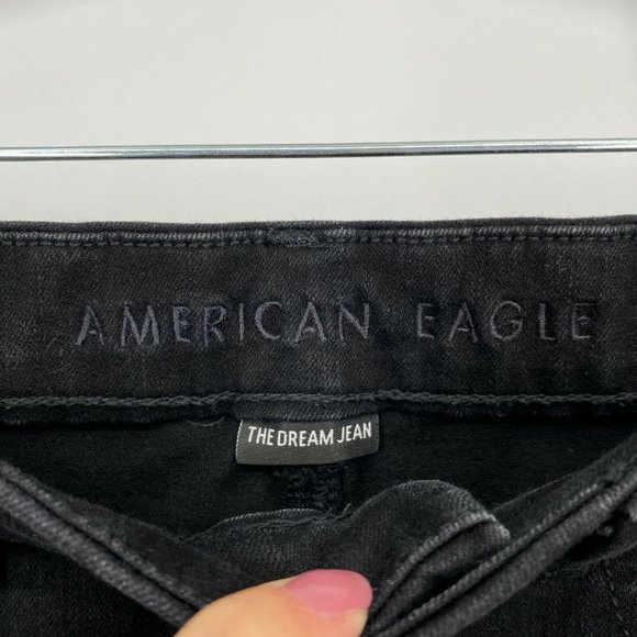 American Eagle Curvy Jegging Jeans Size 4 Super Hi-Rise Stretch Crop Denim Black - Picture 5 of 12